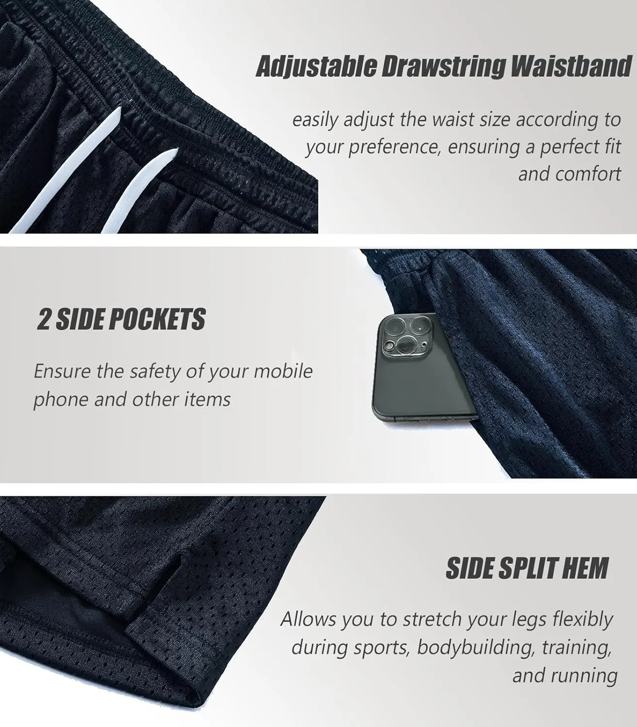 Men's Mesh Shorts 5.5 Inch Inseam Athletic Shorts Breathable Double Layer Fabric Basketball Shorts