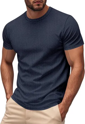Men's Muscle T-Shirts Stretch Slim Short Sleeve Bodybuilding Gym Tees Thin Breathable Quick Dry Athletic Hipster Shirt