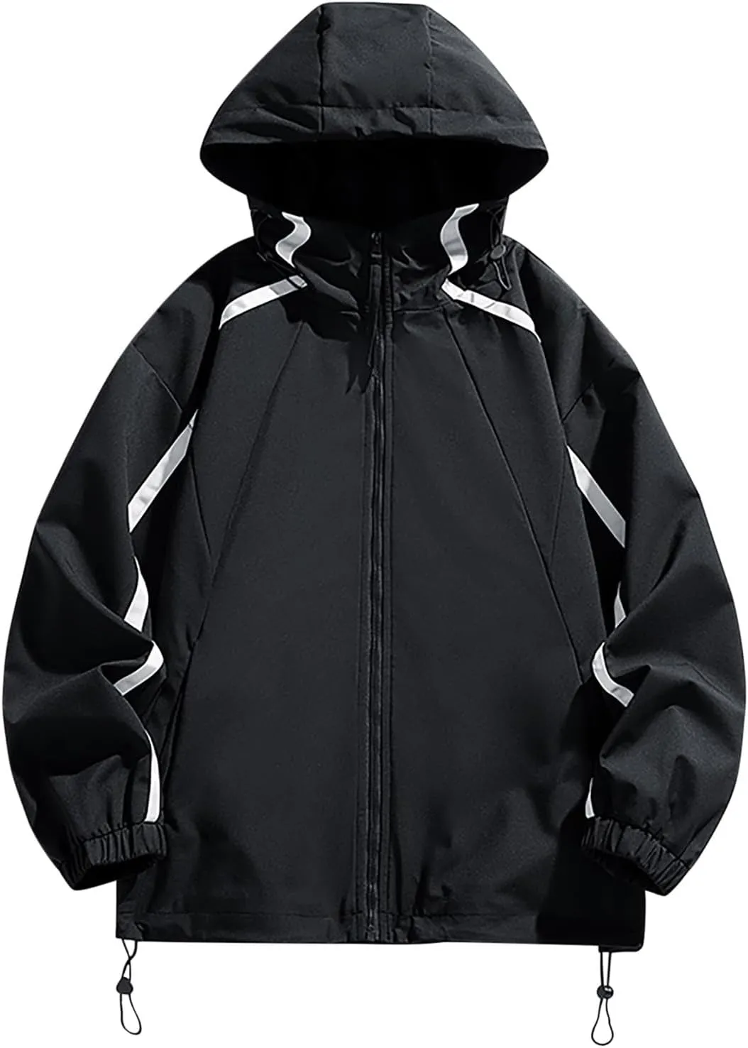 Men's Oversized Rain Jacket Lightweight Waterproof Hooded Jacket Pockets Windbreaker Outdoor Hiking Travel Raincoat