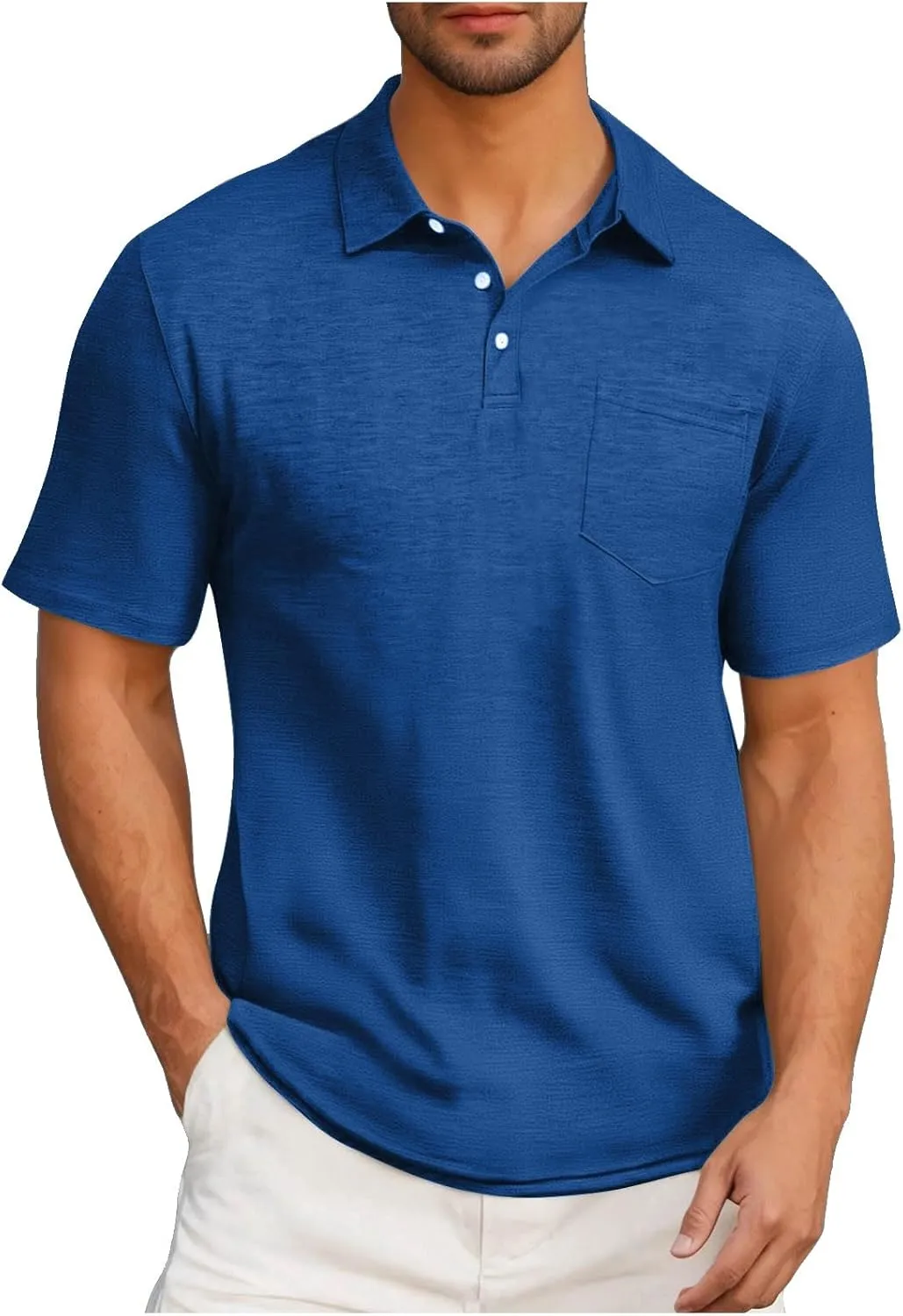 Men's Pique Polo Shirts Trendy Short Sleeve Quick Dry Performance Golf Shirt Summer Daily Casual Colalred T-Shirts