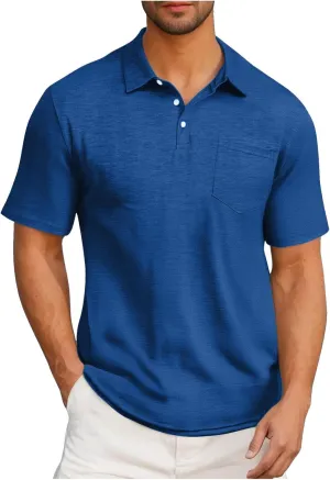 Men's Pique Polo Shirts Trendy Short Sleeve Quick Dry Performance Golf Shirt Summer Daily Casual Colalred T-Shirts