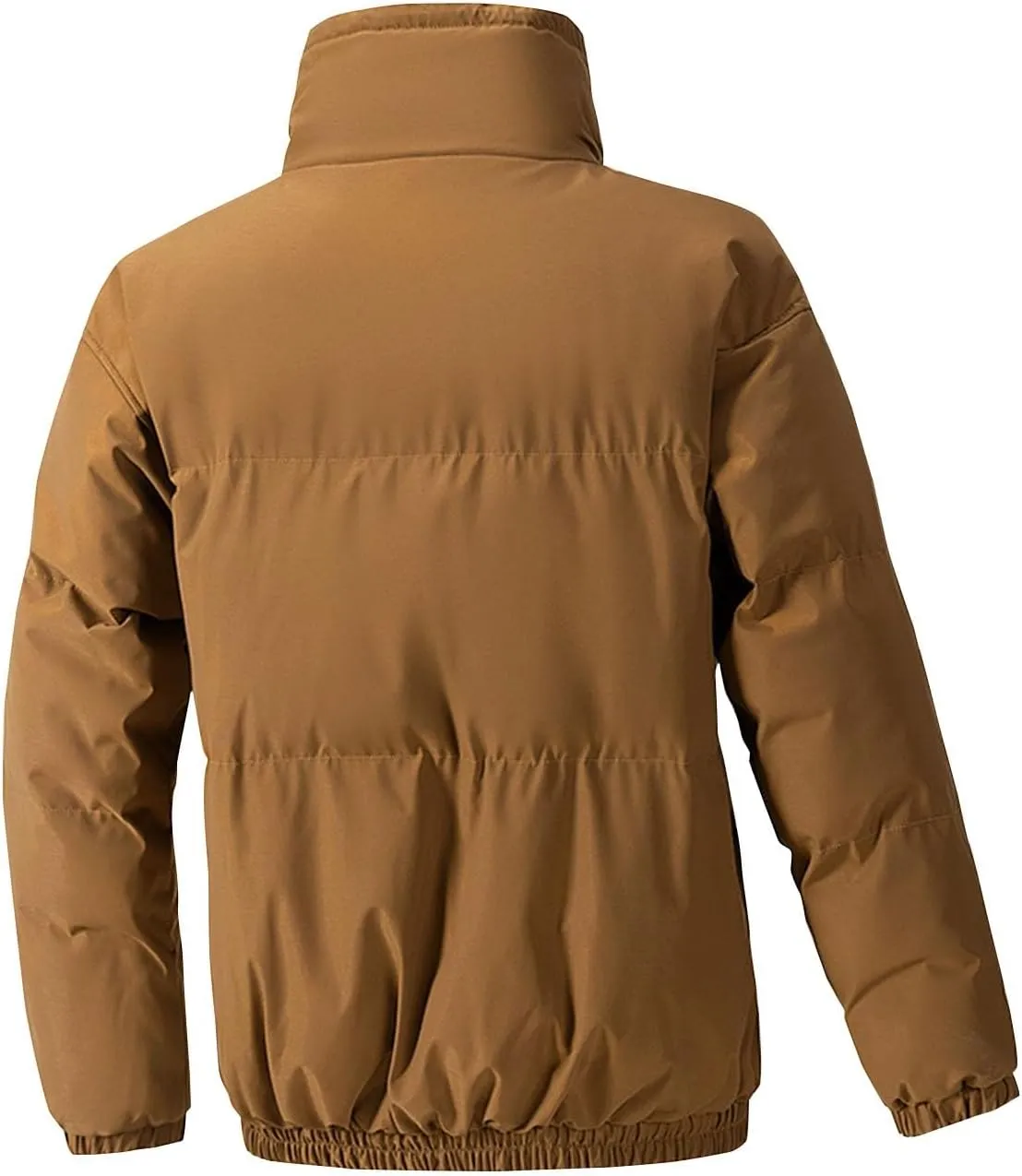 Men's Puffer Jacket Stand Collar Quilted Coat Windproof Down Jacket Zip up Insulated Jacket Warm Winter Coats