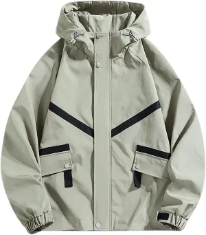 Mens Rain Jacket Lightweight Outdoor Hiking Travel Waterproof Hooded Windbreaker Oversized Fashion Teen Boy Raincoat