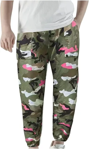 Mens Relaxed-Fit Cargo Pants Multi Pocket Camo Work Tactical Trousers Outdoor Lightweight Breathable Hiking Pants