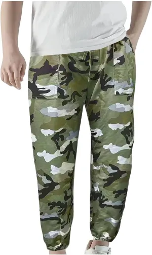 Mens Relaxed-Fit Cargo Pants Multi Pocket Camo Work Tactical Trousers Outdoor Lightweight Breathable Hiking Pants