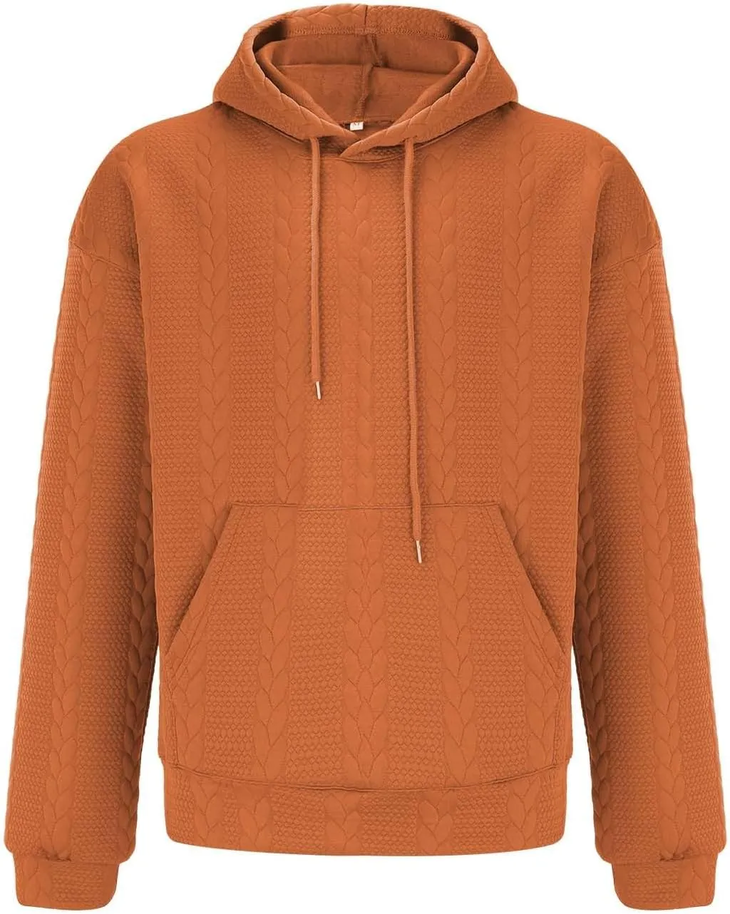 Mens Relaxed Fit Knitted Hoodie Hipster Casual Long Sleeve Solid Color Pullover Sweater Lightweight Hooded Sweatshirt