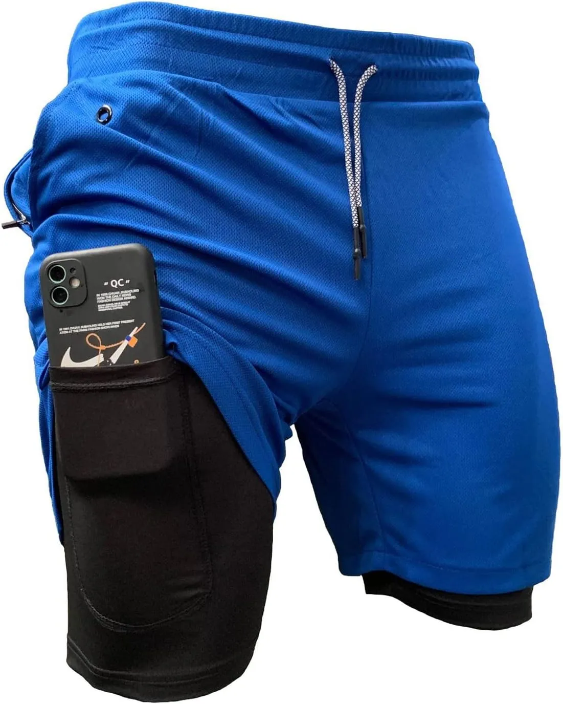 Men's Running Shorts Mesh Gym Athletic Workout Shorts for Men 2 in 1 Quick Dry Sports Shorts with Liner and Pockets