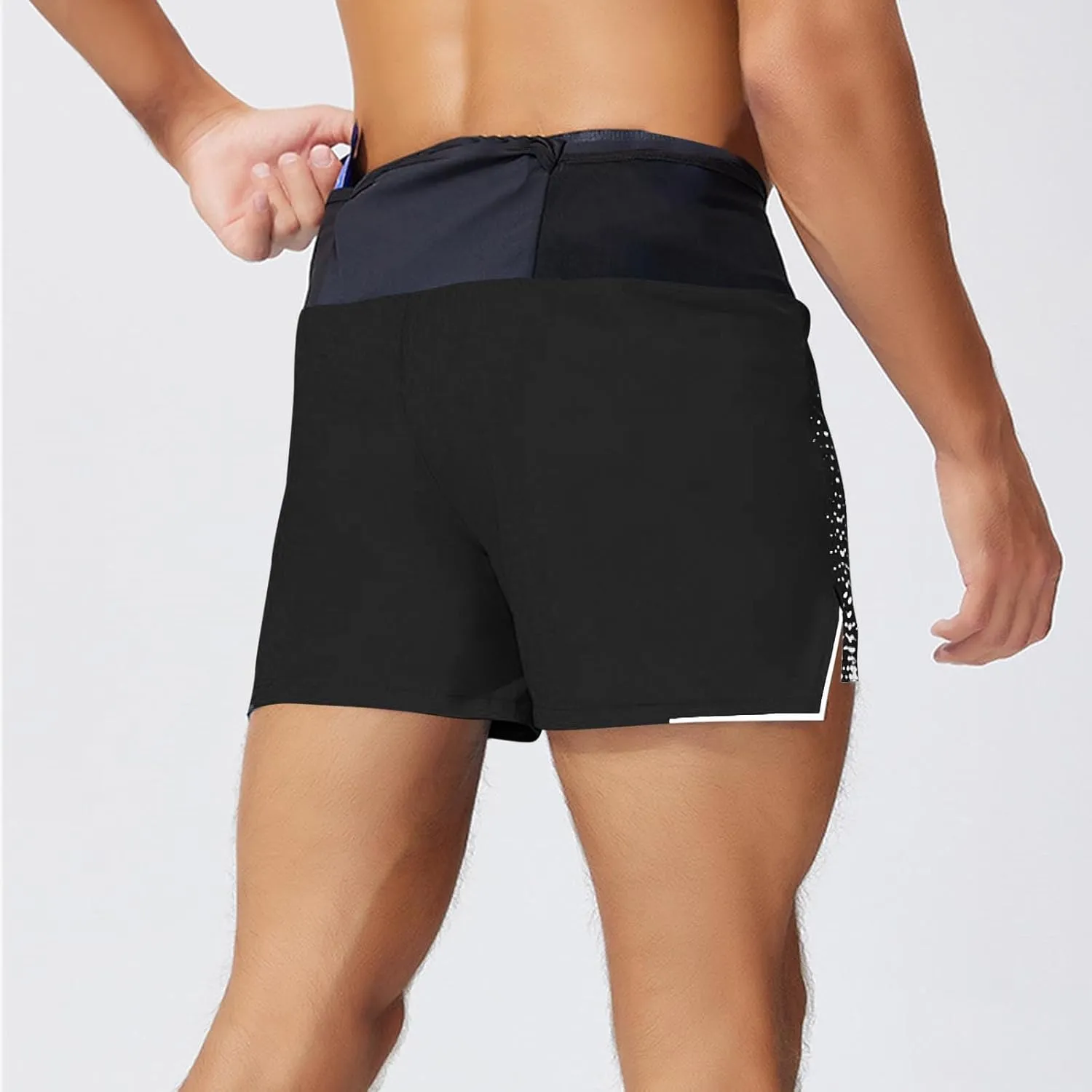 Men's Running Shorts Quick Dry Breathable Workout Pants with Liner Stretch Drawstring Waist Workout Athletic Shorts