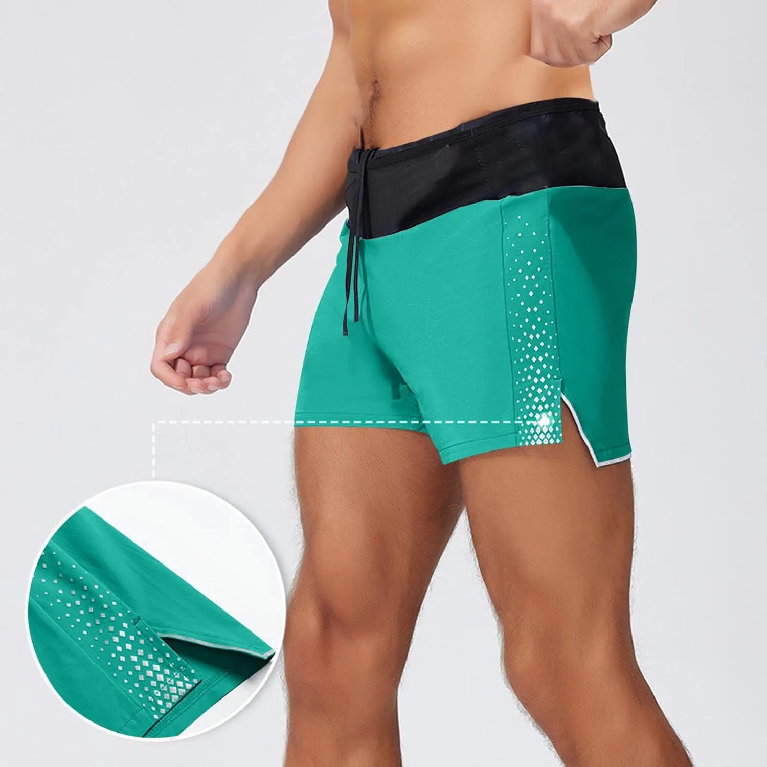 Men's Running Shorts Quick Dry Breathable Workout Pants with Liner Stretch Drawstring Waist Workout Athletic Shorts