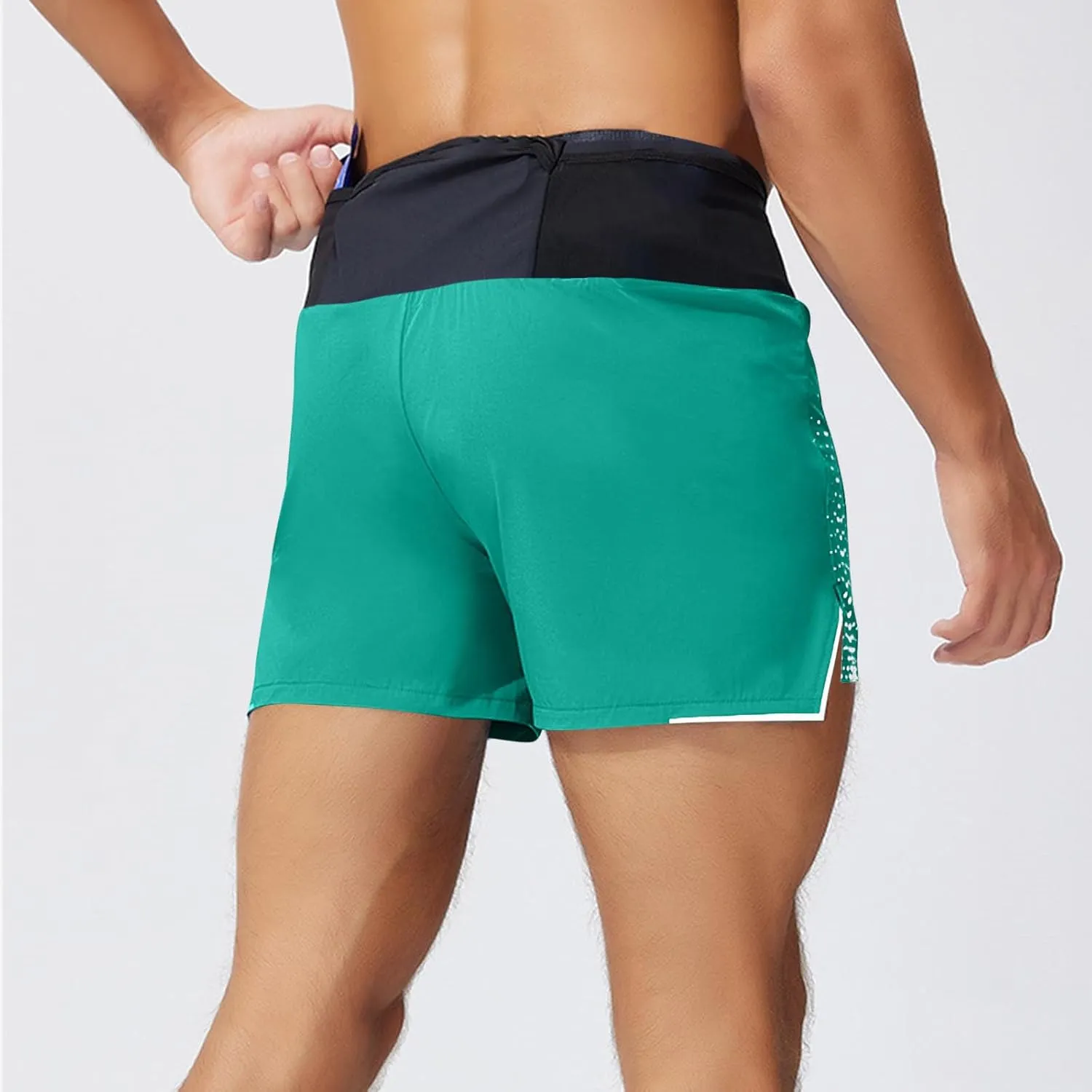 Men's Running Shorts Quick Dry Breathable Workout Pants with Liner Stretch Drawstring Waist Workout Athletic Shorts