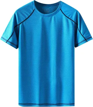 Men's Running Workout Shirts Short Sleeve Quick Dry Athletic T-Shirts Gym Sport Fitness Training Sweat Shirt Moisture