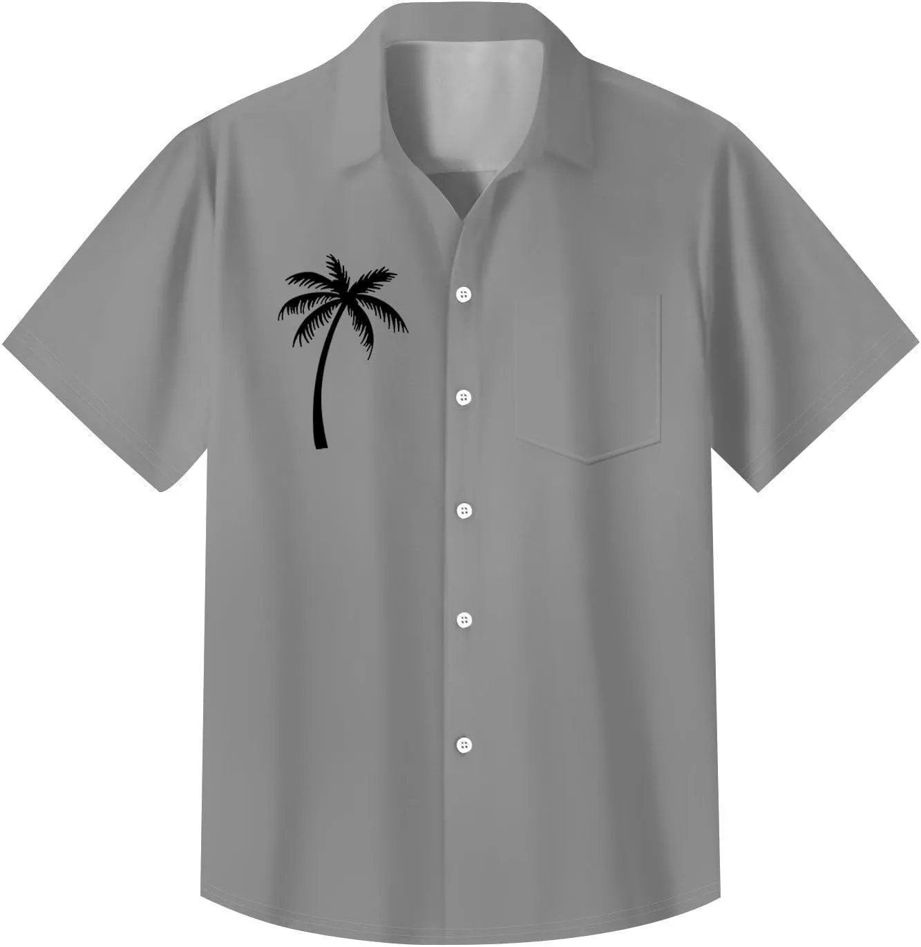 Men's Short Sleeve Button Up Hawaiian Shirt 1950s Vintage Tropical Palm Holiday Beach Shirts Lightweight Quick Dry Top