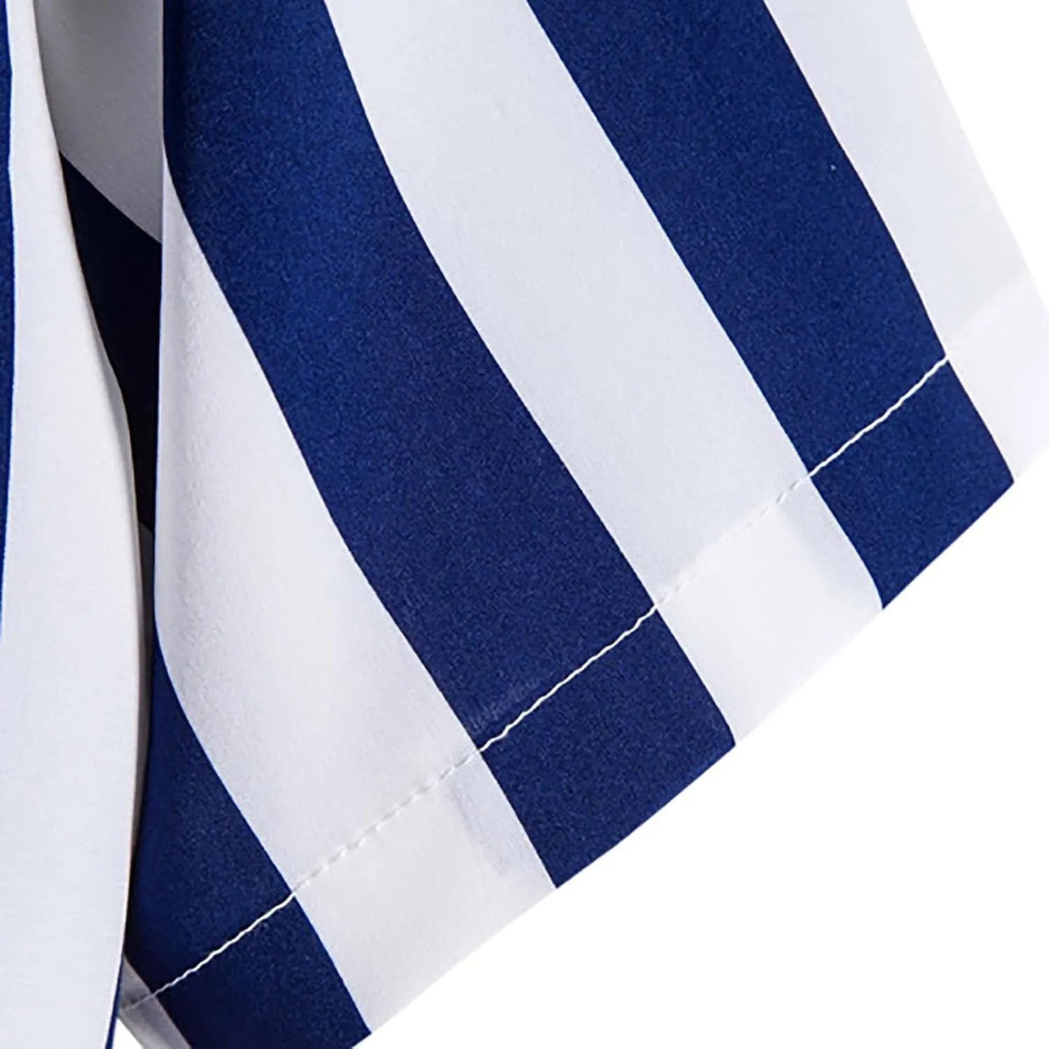 Men's Summer Striped Shirts Trendy Button Down Short Sleeve Hawaiian Beach Shirt Thin Checked Gingham Dress Blouses