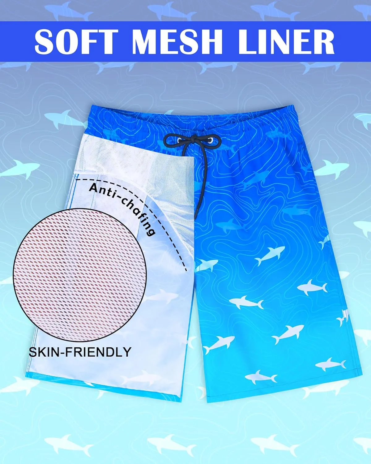 Mens Swim Trunks Bathing Suit 9" Board Shorts Quick Dry Swim Shorts Men Swimwear Mesh Lining Beach Swimsuit