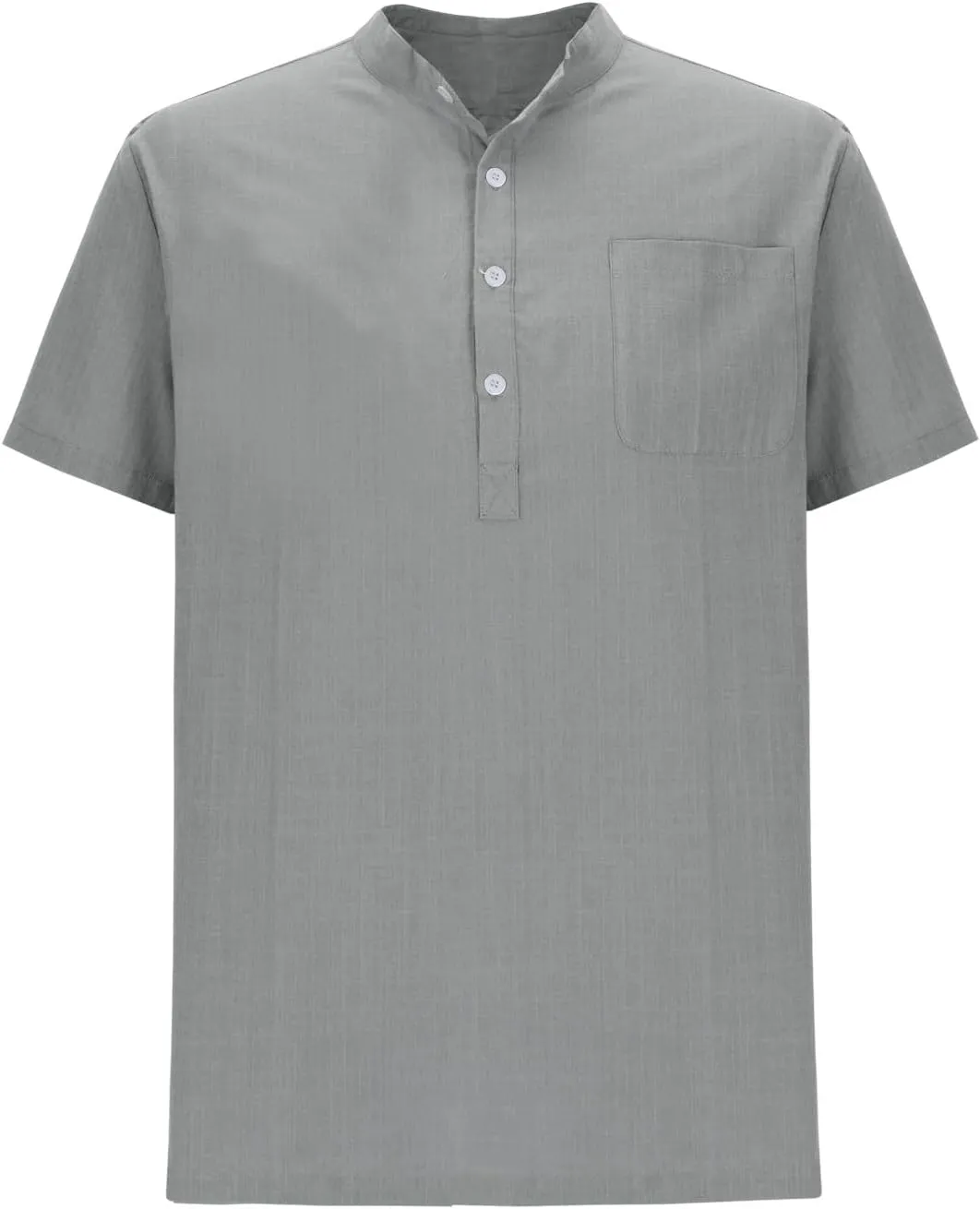 Mens T-Shirts Casual Linen Shirts for Men Summer Henely Tops Regular Fit Workout Short Sleeve Man Beach Tee Pockets