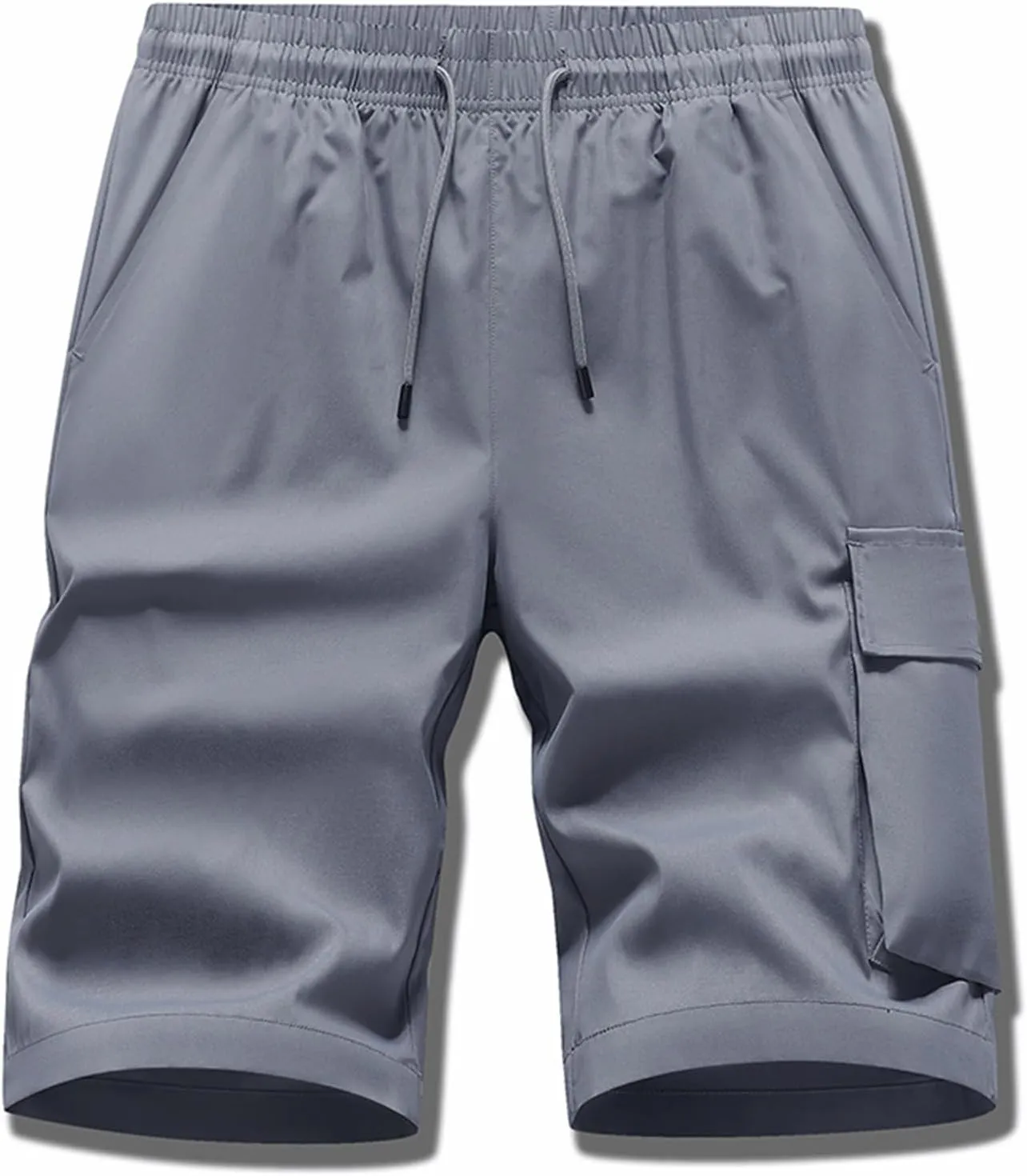 Men's Tactical Cargo Shorts Drawstring Breathable Jogging Shorts Straight Leg Baggy Pants with Multiple Pockets