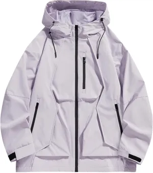 Mens Waterproof Rain Jacket Outdoor Softshell Hiking Jacket Oversized Hooded Rain Coat Windbreaker Warm Fall Clothes