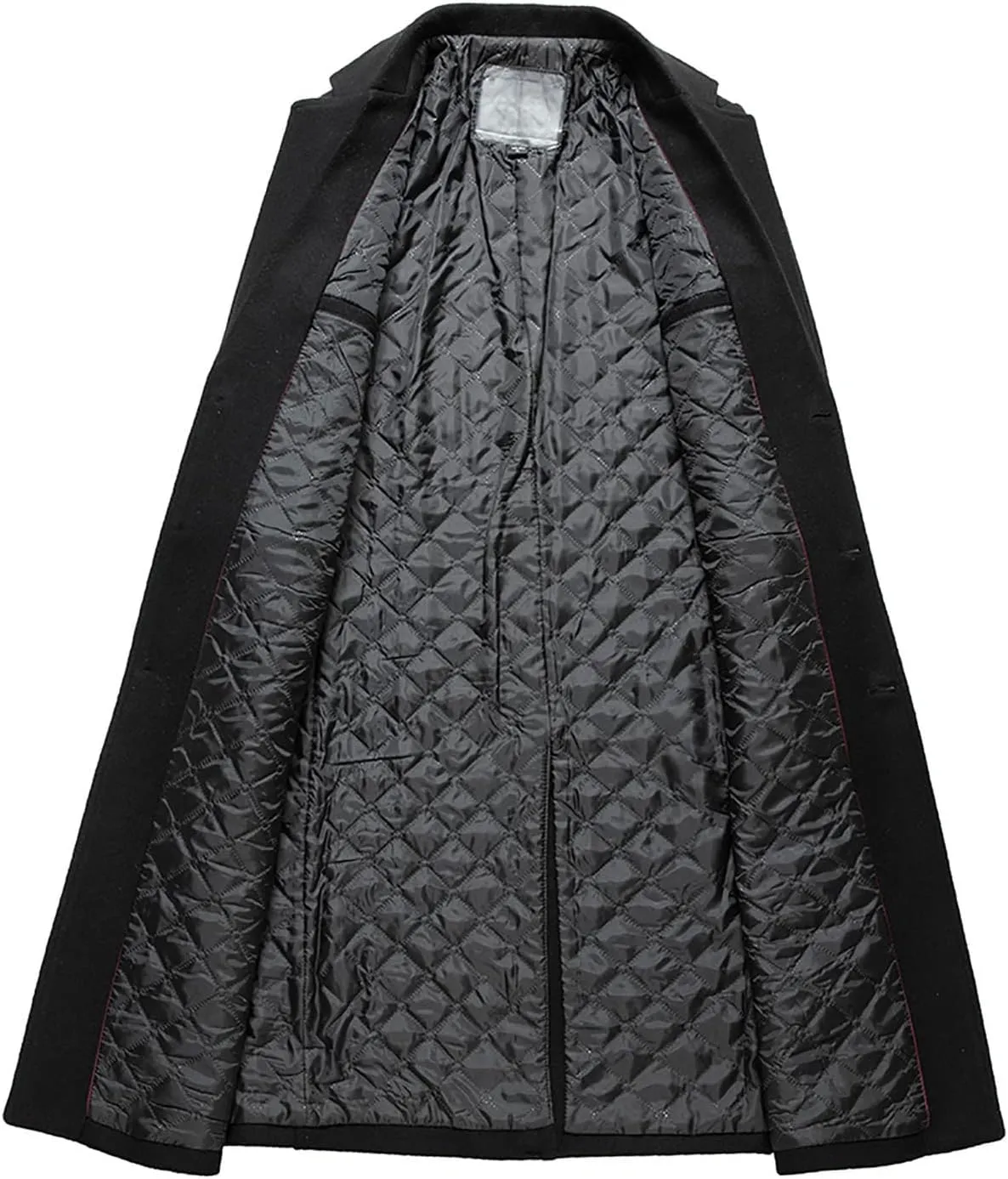 Mens Wool Blend Trench Coat Single Breasted Notch Lapel Walker Mid-Length Classic Pea Top Coats Winter Warm Comfy Overcoats
