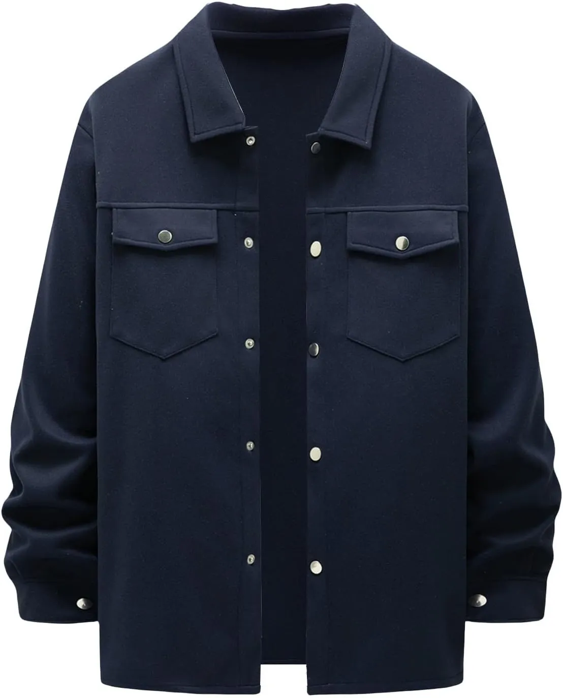 Mens Work Shirt Jackets Casual Lightweight Button Down Cargo Jackets with Flap Pockets Slim Fit Overshirt Shackets