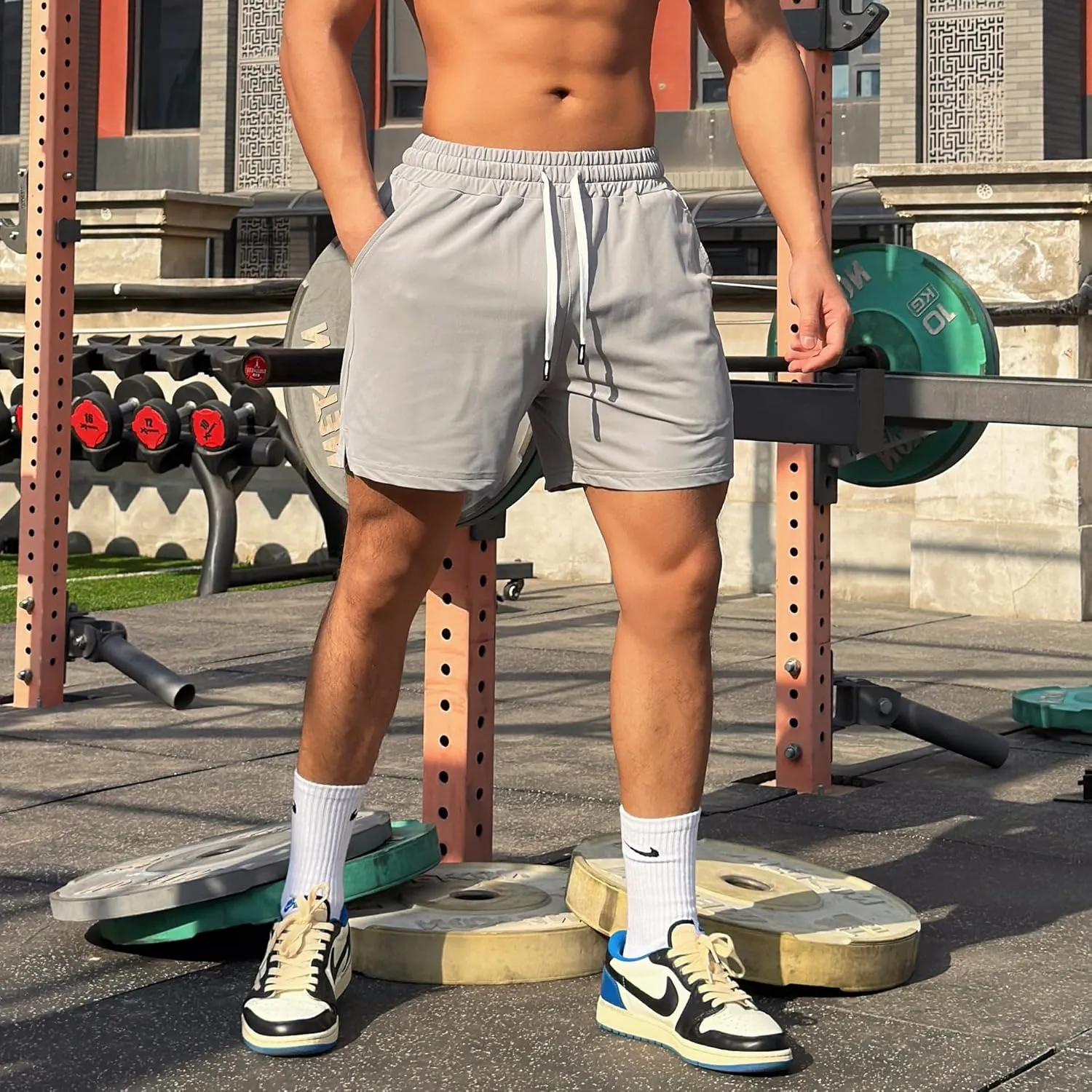 Mens Workout Athletic Shorts Drawstring Quick Dry Hiking Shorts Men Lightweight Sports Gym Shorts Running