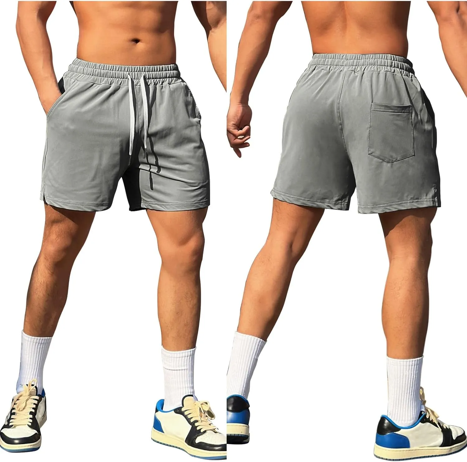 Mens Workout Athletic Shorts Drawstring Quick Dry Hiking Shorts Men Lightweight Sports Gym Shorts Running