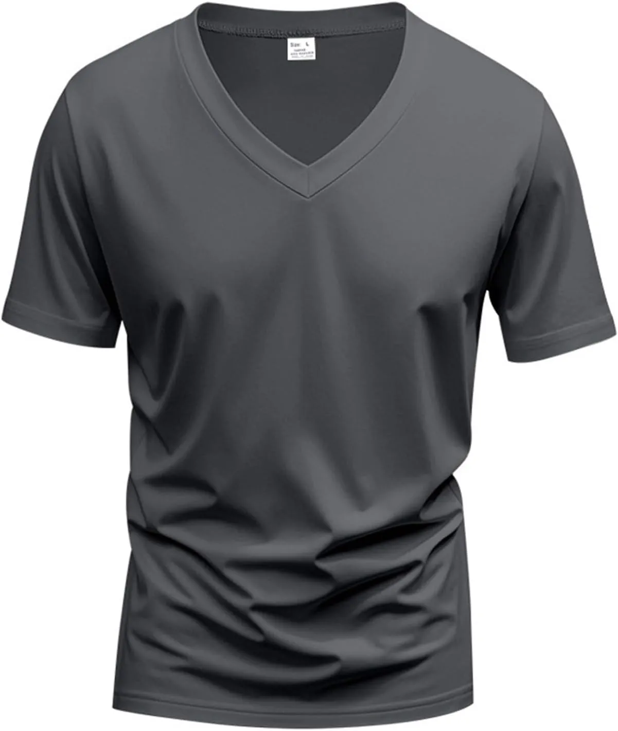 Men's Workout Shirts Stretch Slim V Neck Bodybuilding T-Shirts Athletic Gym Short Sleeve Tee Tops Hipster Muscle Shirt