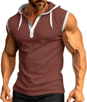 Men's Workout Tank Tops with Hood Sleeveless Cut Off Muscle Shirt Stylish Hoodies Pullover Thin Quick Dry Vest Shirts