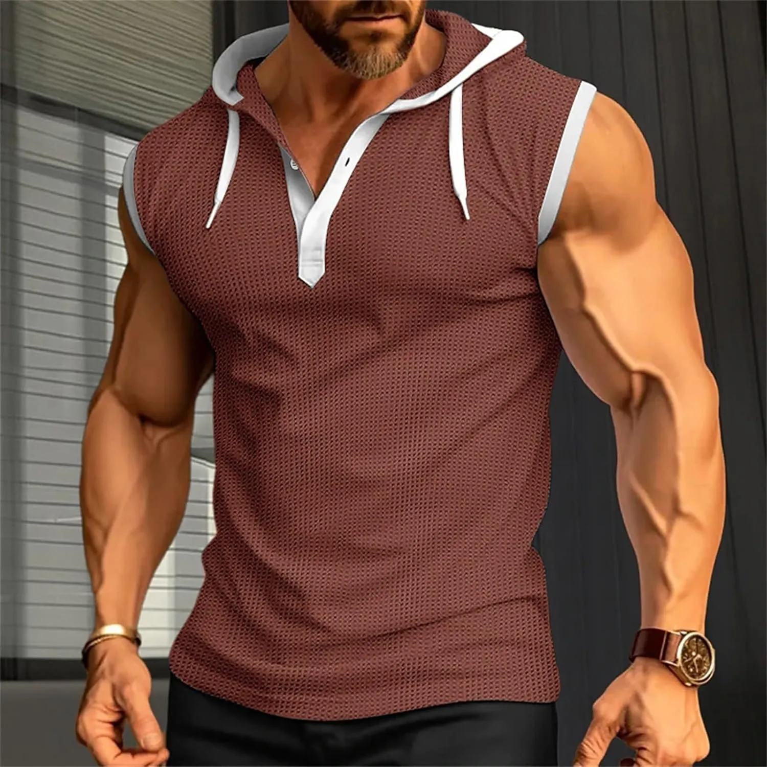 Men's Workout Tank Tops with Hood Sleeveless Cut Off Muscle Shirt Stylish Hoodies Pullover Thin Quick Dry Vest Shirts