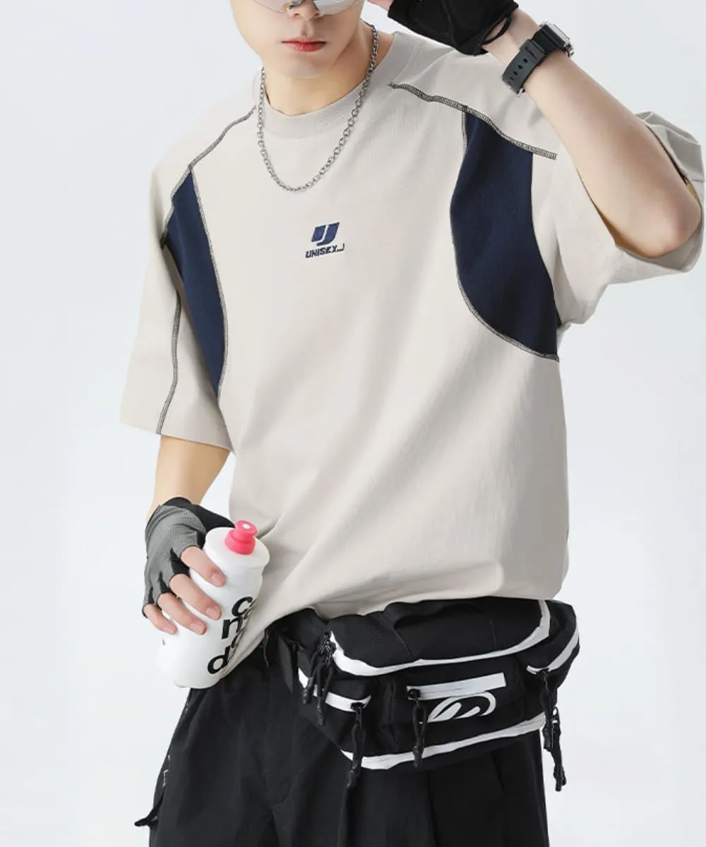 Men's Y2K Retro Baggy T-Shirts Crewneck Short Sleeve Alt Emo Stripe Shirt Oversized Techwear Racing Scene Clothes