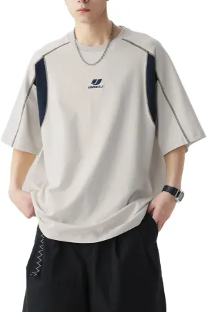 Men's Y2K Retro Baggy T-Shirts Crewneck Short Sleeve Alt Emo Stripe Shirt Oversized Techwear Racing Scene Clothes