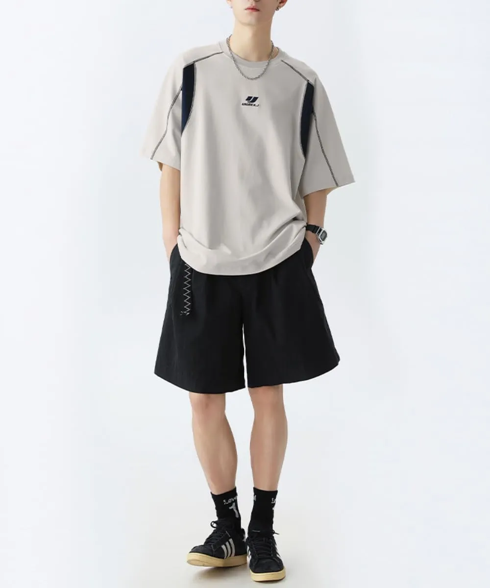 Men's Y2K Retro Baggy T-Shirts Crewneck Short Sleeve Alt Emo Stripe Shirt Oversized Techwear Racing Scene Clothes