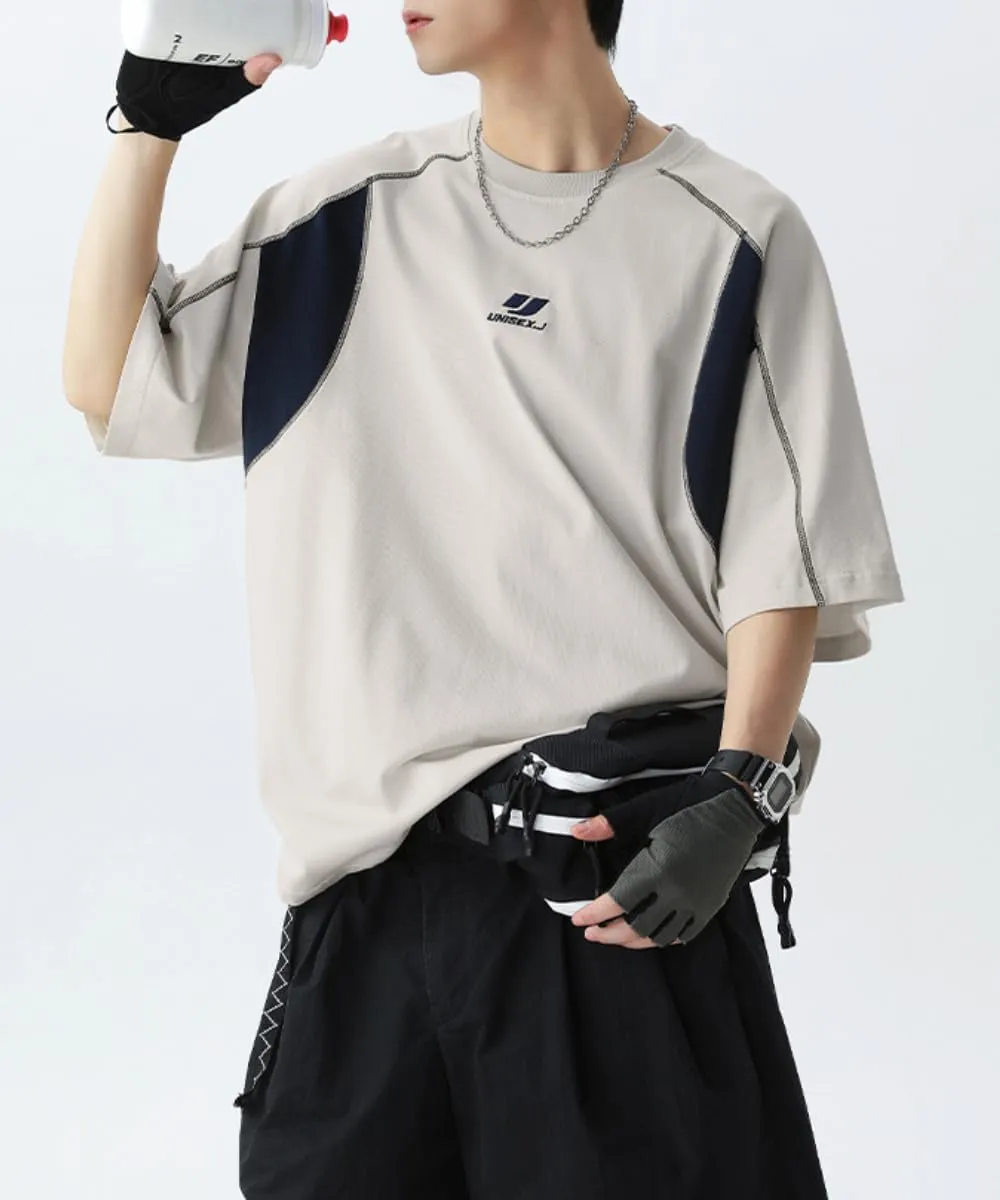 Men's Y2K Retro Baggy T-Shirts Crewneck Short Sleeve Alt Emo Stripe Shirt Oversized Techwear Racing Scene Clothes