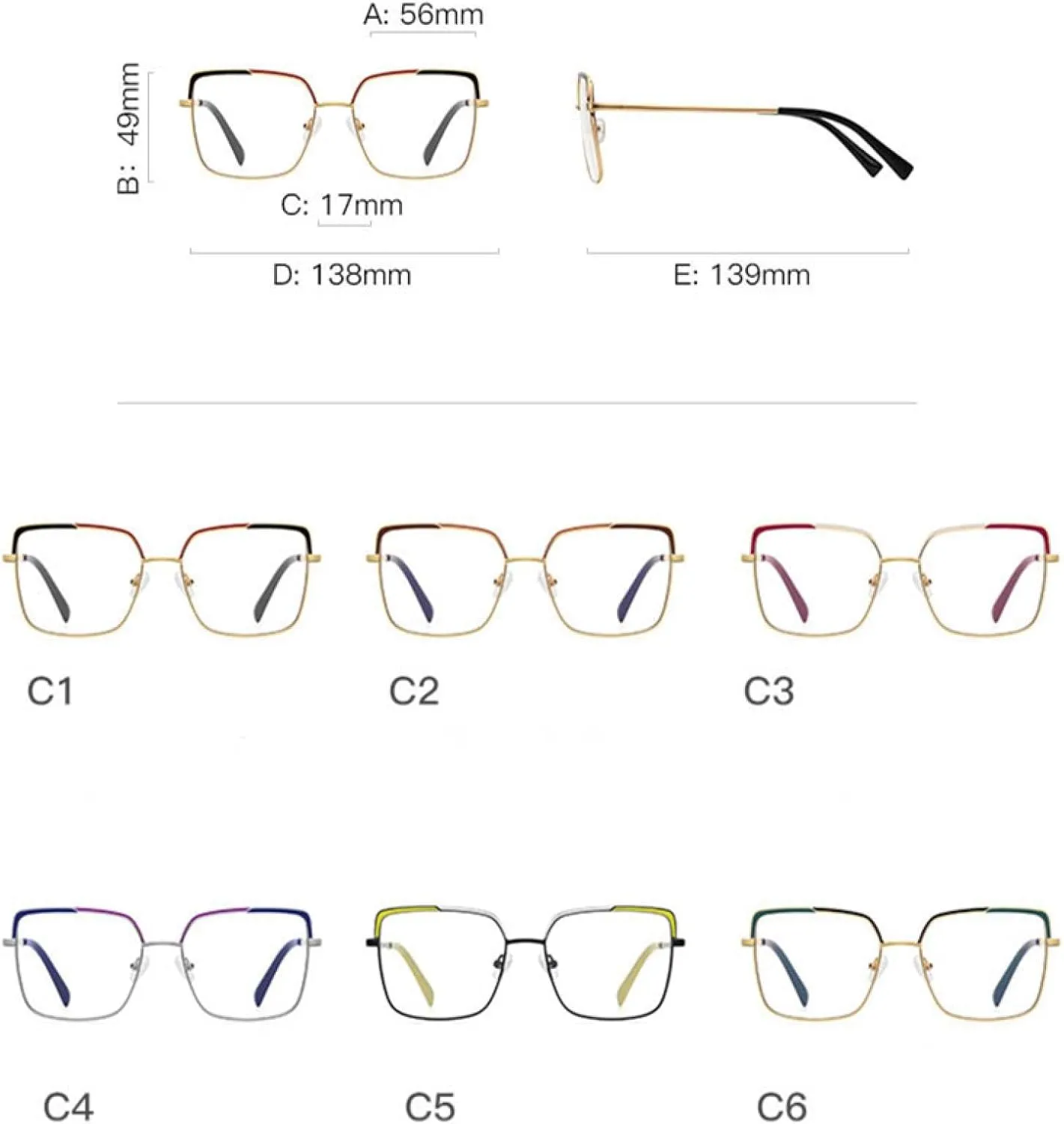 Metal Colored Frame Glasses Frame Women's