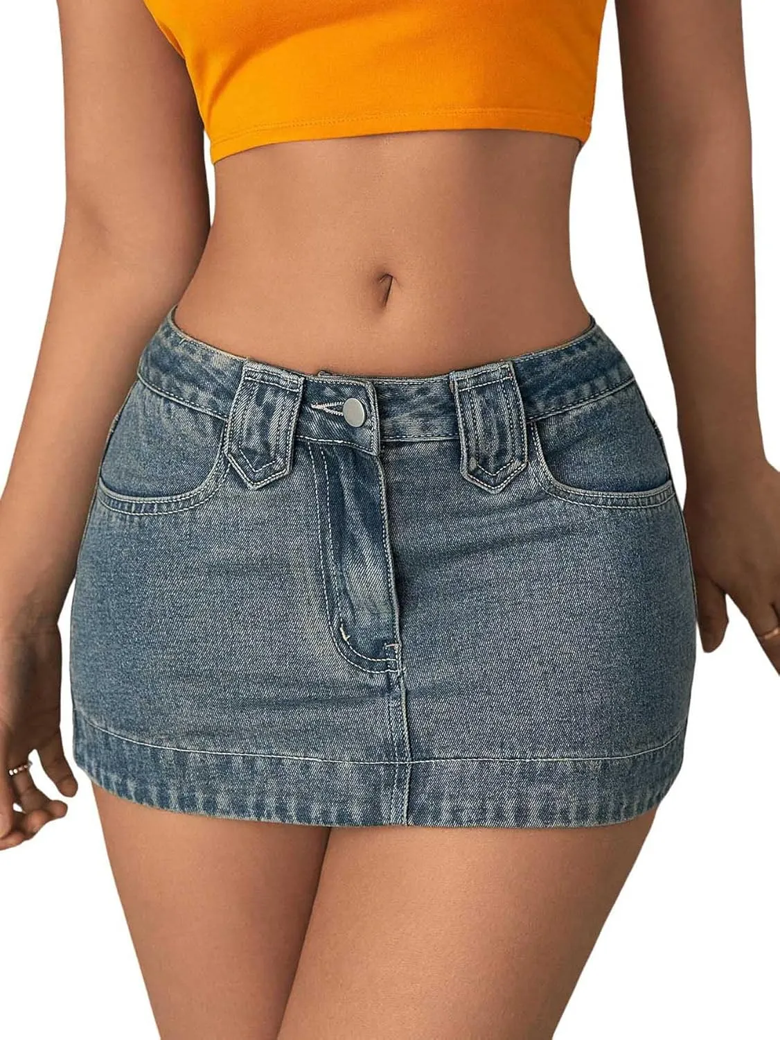 Milumia Women's Y2k Denim Mini Skirt Trendy Low Waisted Short Jean Skirts