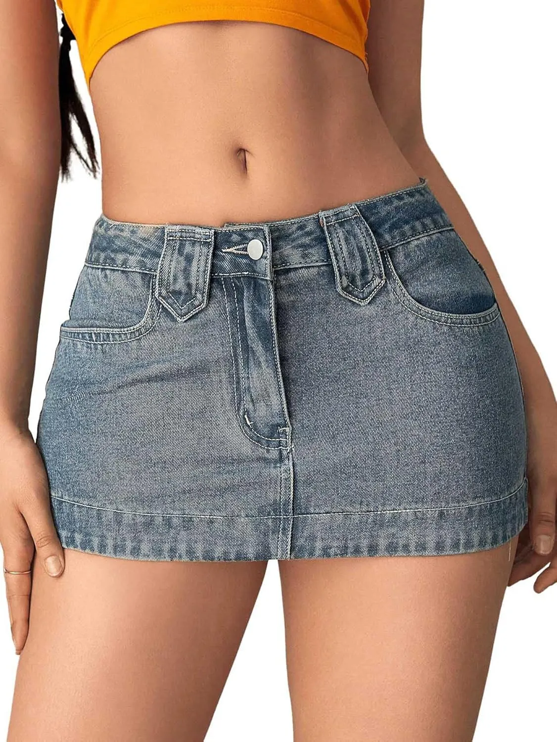 Milumia Women's Y2k Denim Mini Skirt Trendy Low Waisted Short Jean Skirts