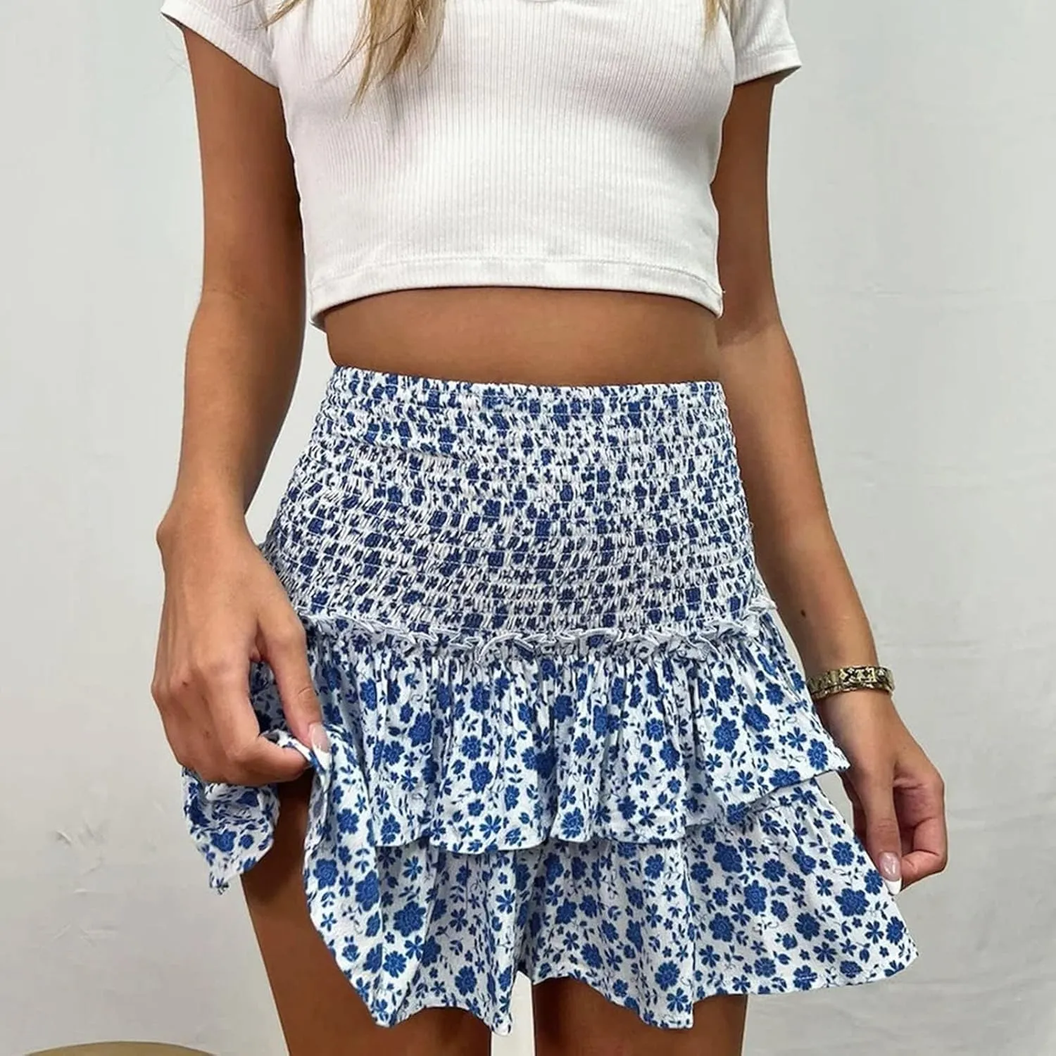 Mini Skirts Womens Sexy Skirt Pleated Skirt Ruffle Printed Skirt Fashion Printed Pleated Lace Skirt Black Skirts