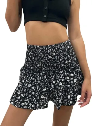 Mini Skirts Womens Sexy Skirt Pleated Skirt Ruffle Printed Skirt Fashion Printed Pleated Lace Skirt Black Skirts