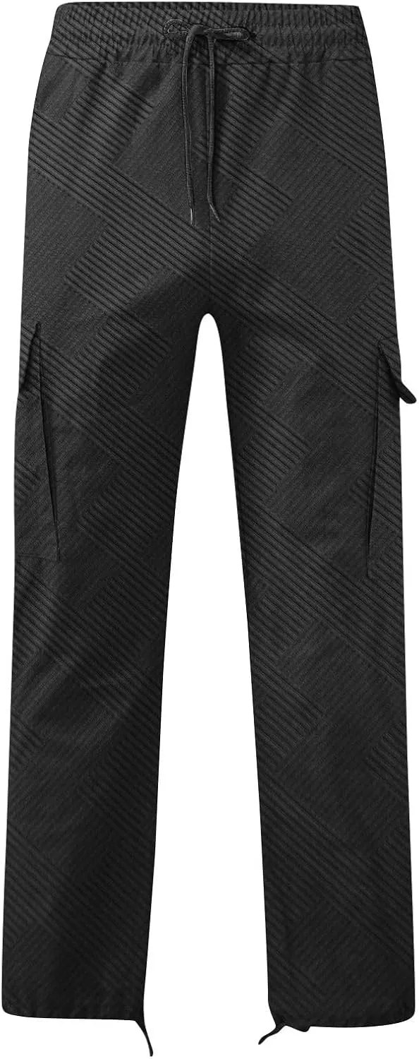 Muscularfit Cargo Pant for Men Big and Tall Casual Athletic Jogger Sport Outdoor Trousers Relaxed Fit Multi Pockets Sweatpant