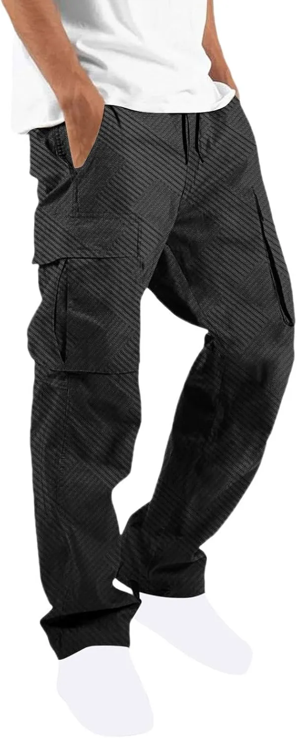 Muscularfit Cargo Pant for Men Big and Tall Casual Athletic Jogger Sport Outdoor Trousers Relaxed Fit Multi Pockets Sweatpant