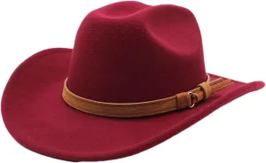 Niiyyjj Autumn Men's Cowboy Hat Cowgirl Jazz Hat Gentleman Wide Brim Felt Fedora Hat Women Sombrero