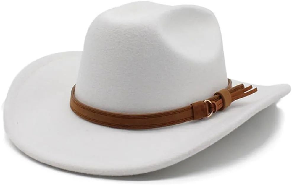 Niiyyjj Autumn Men's Cowboy Hat Cowgirl Jazz Hat Gentleman Wide Brim Felt Fedora Hat Women Sombrero