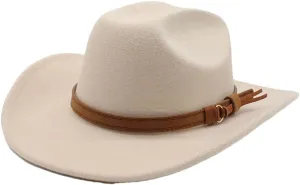 Niiyyjj Autumn Men's Cowboy Hat Cowgirl Jazz Hat Gentleman Wide Brim Felt Fedora Hat Women Sombrero
