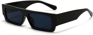 Original Narrow Rectangular Frame Designer Classic Trendy Cool Dark Black UV400 Protection Thick Sunglasses for Men Women 90’s Hip Hop Retro Shades Square Unisex Polarized Sunnies Sunglasses