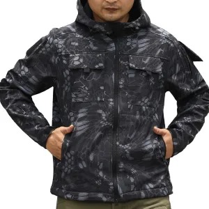 Outdoor Military Jackets for Men Long Sleeve Zip Up Hoodies Rain Jacket Men Cargo Jacket with Multi Utility Pockets