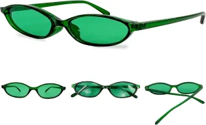 Oval Sunglasses for Women Retro Cat Eye 90s y2k Trendy Thin Sunglasses Womens UV Protection