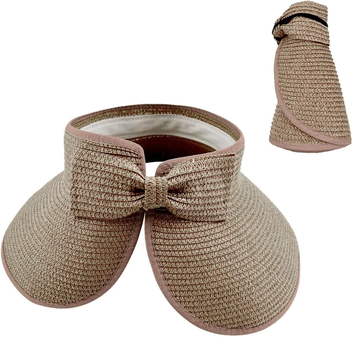 Packable Sun Hats for Women Travel Wide Brim Straw Hats Foldable Visors Summer Caps Beach Accessories Sun Protection