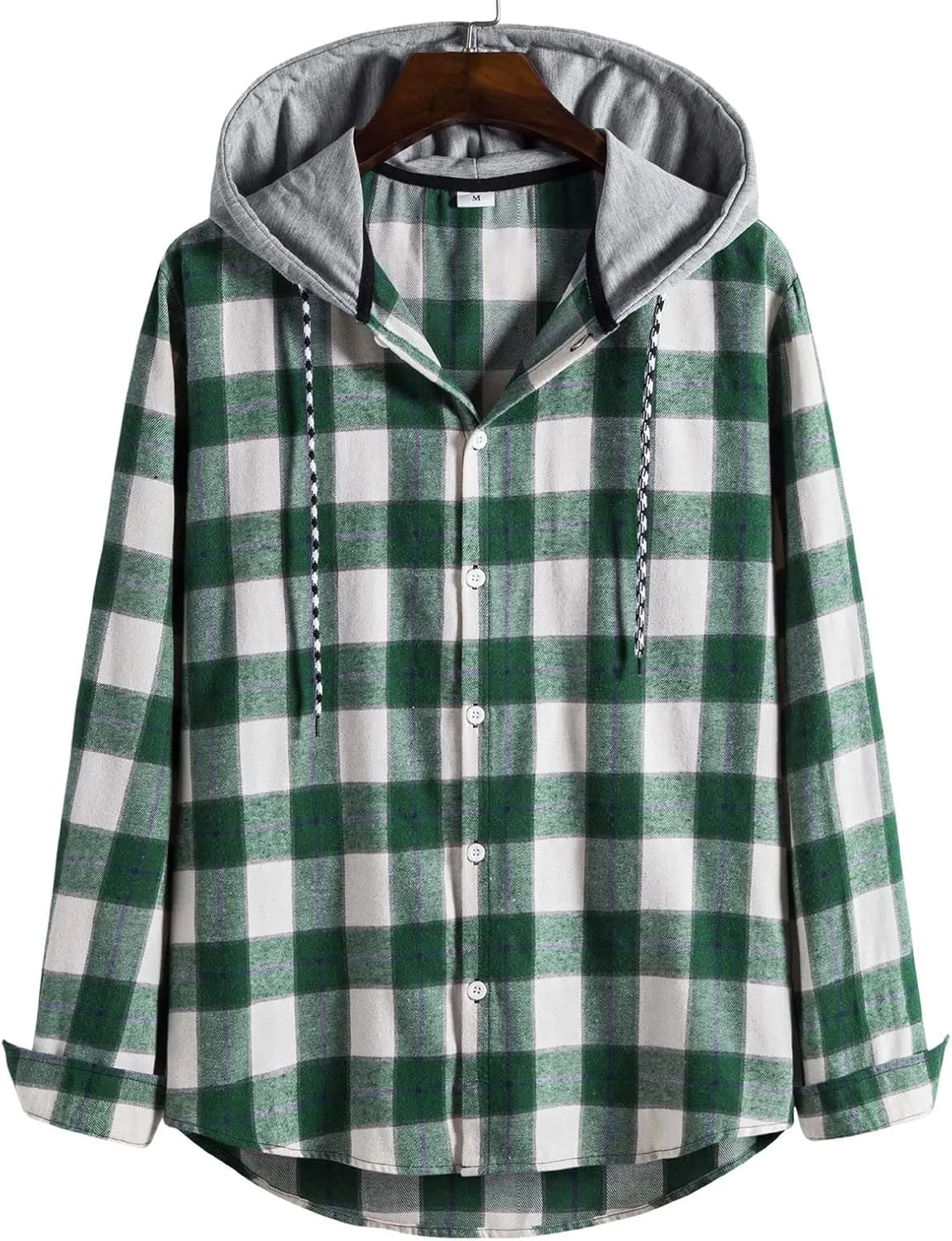 Plaid Hoodies Jackets for Men Relaxed Fit Zip Up Long Sleeve Lightweight Lined Button Down Padded Jackets Color Block
