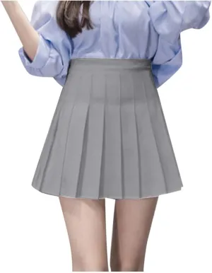 Pleated Mini Skirts for Women Fashion Women High Waist Pleated Casual Solid A-Line Slim Short Fit Mini Skirts for