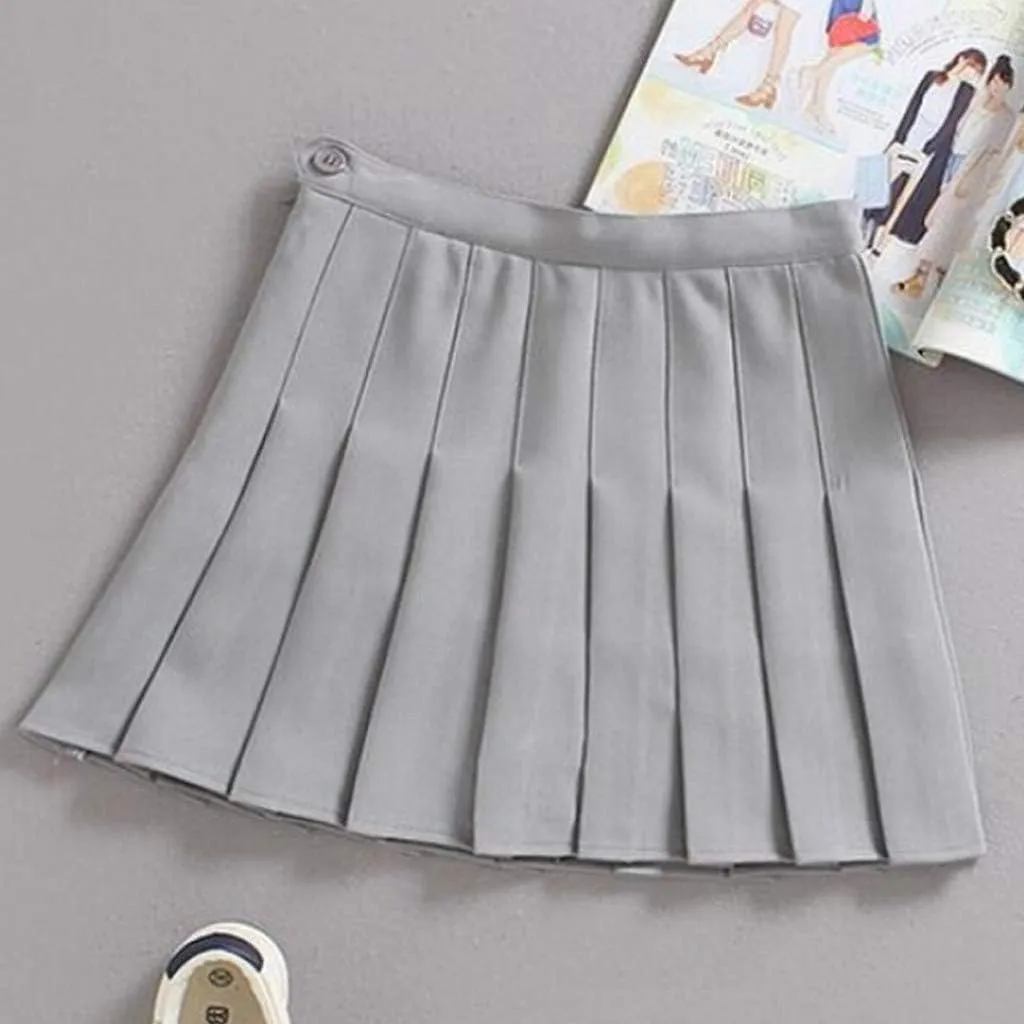 Pleated Mini Skirts for Women Fashion Women High Waist Pleated Casual Solid A-Line Slim Short Fit Mini Skirts for