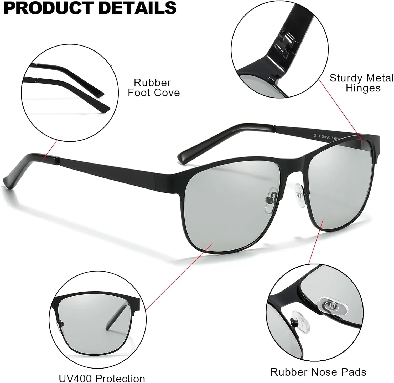 Polarized Photochromic Sunglasses for Men Women Anti Glare Driving Sun Glasses IF3722